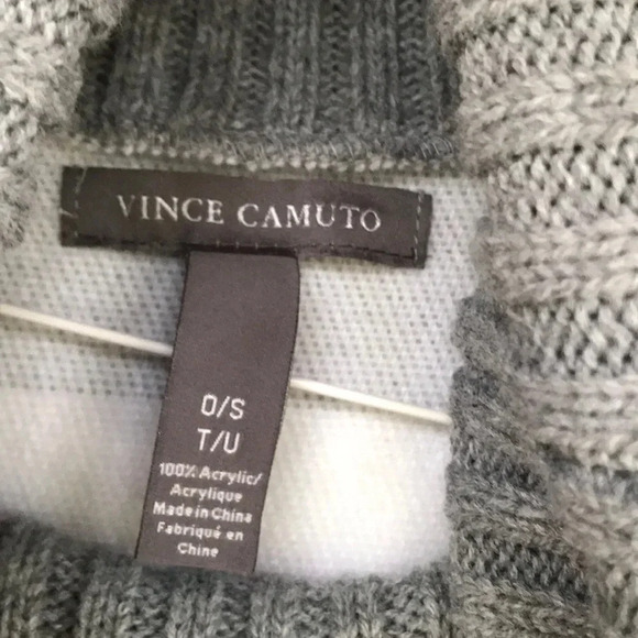 Vince Camuto Striped Turtle Neck Fringed Poncho - Picture 4 of 4